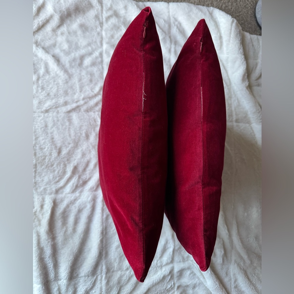 Two Red Velvet Pillows - Picture 2 of 3